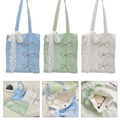 Elegant Shimmering Bowknot Large Capacity Shoulder Bag-White 2