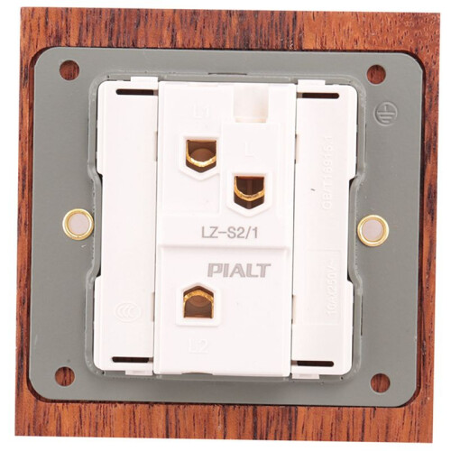 86 Type Solid Wood Panel  Wall Light Retro Brass Toggle  Wood Grain Electrical  Socket 1- 2