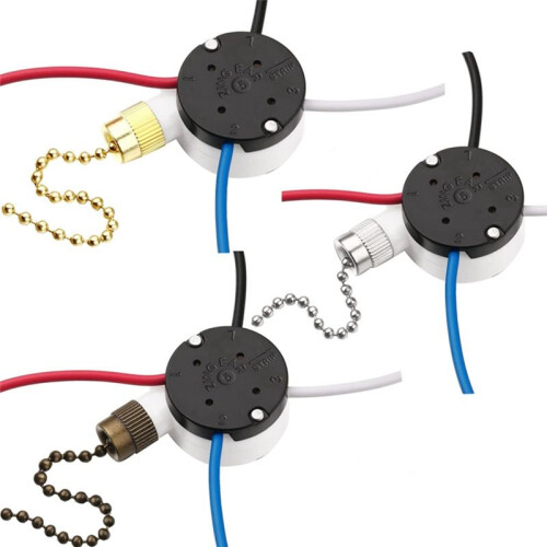 3 Pcs Ze-208S E89885 3 Speed 4 Wire Pull Chain  Ceiling Fan Light  Replacement Part,A 1