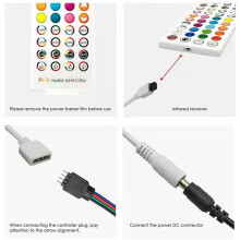 DC5-24V LED Controller+40 Tangenter FjäRrkontroll APP Kontroll och Musiksynkronisering RGB IR RF för 5050 3528 RGB LED-Ljus