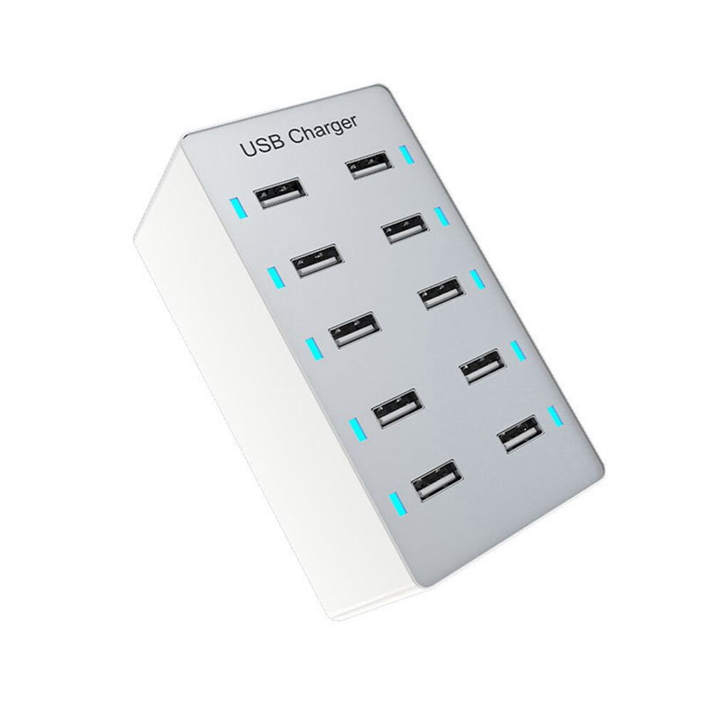 50W Usb Multiport Charger Fast Charge Charger Hub 10 Port Fast Charge Charger Charging Desktop Dock Charger (Uk) White 6032029547291