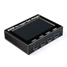Tela de 800 W de 4,3 Polegadas Ajustável com Saída de Cinco Vias Buck-Boost PD Portas de Entrada para Celular Carregador de Mesa de Alta Potência