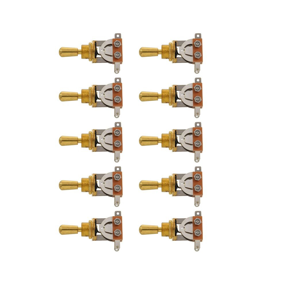 10X Electric Guitar 3 Way Toggle Pickup Selector With Brass Tip Knob Gold 6032206189665