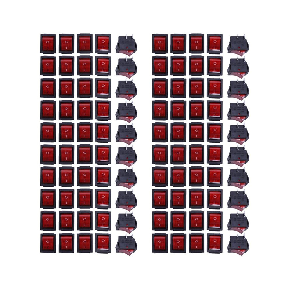 100 X Red Illuminated Light /Off Dpst Boat Rocker 16A/250V 20A/125V Ac 6032183850756