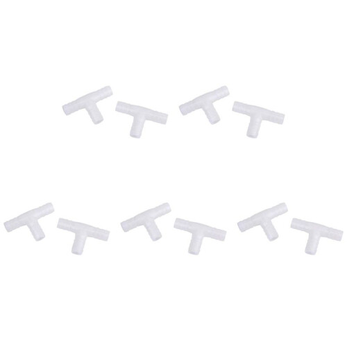 10 Pcs 12mm Plastic Equal Tee Connector Barbed Pipe Fitting Air/Water Hose Joiner