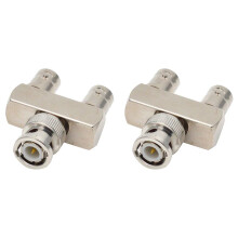 2X Ren Kopparkontakt BNC Trevägs en Hane Till Två Hona Y-Typ BNC Hane Till Hona BNC-JKK RF-Adapter
