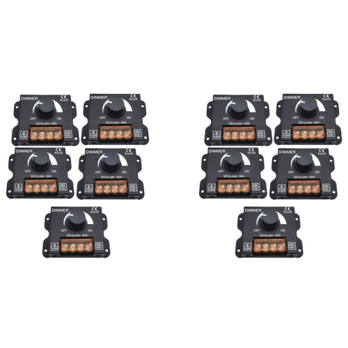 10PCS  12V 24V LED Dimmer  30A Voltage Regulator Adjustable Controller for LED Strip Light Dimming Dimmers