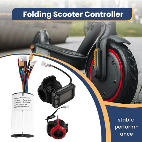 2X 36V 350W Folding Scooter Controller Kit Electric Scooter Controller LCD Display Brake Accelerator Throttle Set(36V) 2