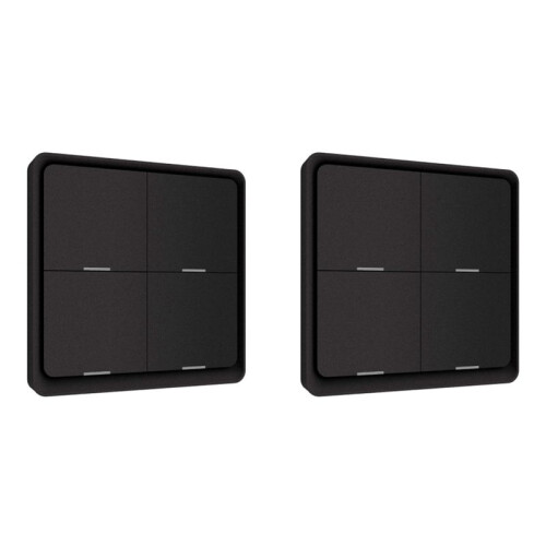 2X 4 Gang for Tuya ZigBee Wireless 12 Scene , Push Button Controller Battery Powered Automation Scenario, Black