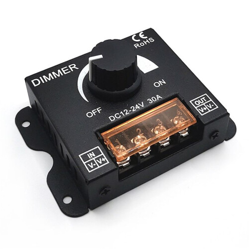 10PCS  12V 24V LED Dimmer  30A Voltage Regulator Adjustable Controller for LED Strip Light Dimming Dimmers 1