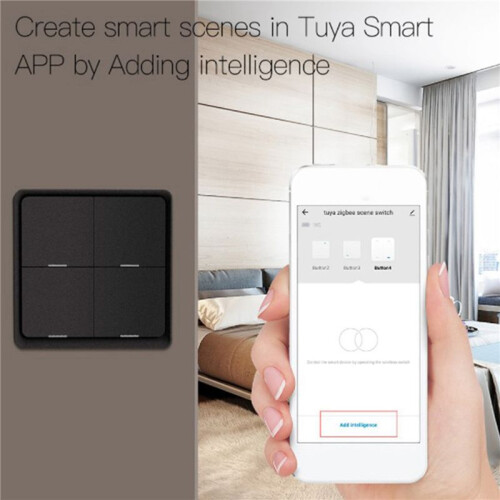 2X 4 Gang for Tuya ZigBee Wireless 12 Scene , Push Button Controller Battery Powered Automation Scenario, Black 2