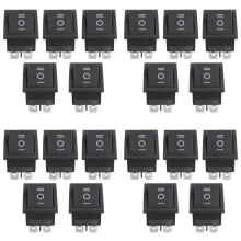 20 Stuks 6-Pins DPDT Zwarte Knop Aan/Uit/aan Tuimelschakelaar AC 250V/15A 125V/20A