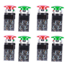 4X Red Green AC 250V 6A DPST Momentary Mushroom  Push Button