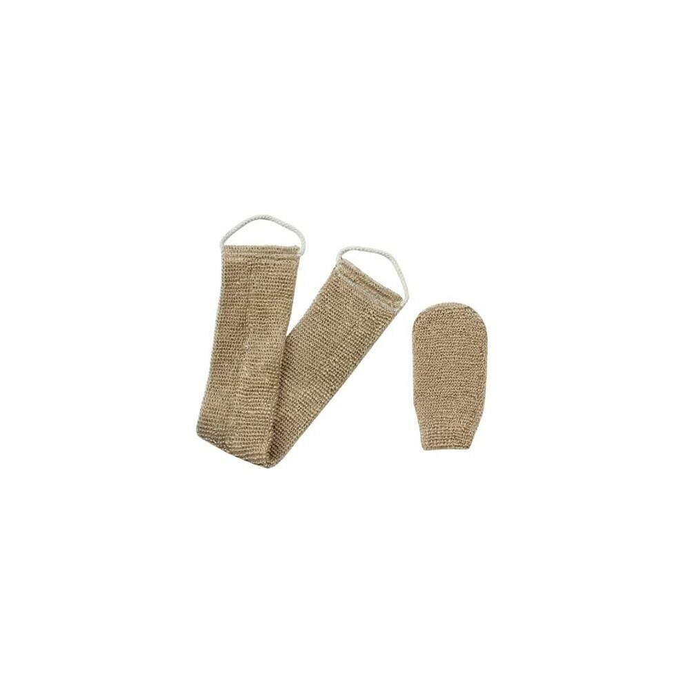 Natural Exfoliating Hemp Back Scrubber, Exfoliating Mitt For Full Body Use, Deep Clean & Invigorate Skin, Easy To Hold Handles, Helps Improve Skin