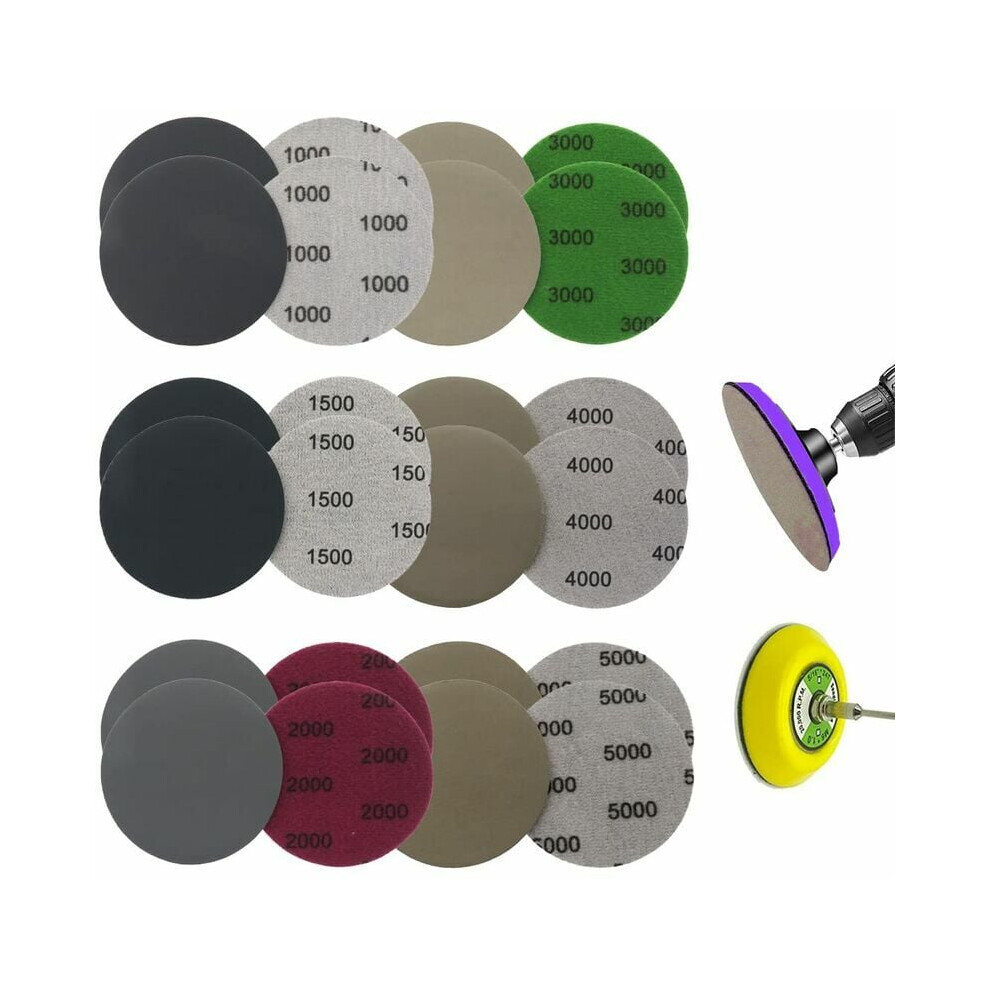 Silicon Carbide Abrasive Sandpaper, Hook And Loop Backing For Easy Installation On Random Orbital Sander, Flexible Waterproof Paper, 1000-5000 Grit 9405630623932