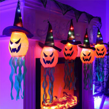 Leuchtender, hängender Hexenhut für den Innen- und Außenbereich, Halloween-Dekoration mit kreativem Design, inklusive eines seltsam grinsenden