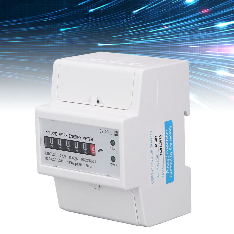 Digital Dc220v Single Phase Power Meter 4P 35Mm Rail Mount Energy Measurement 7601370303079