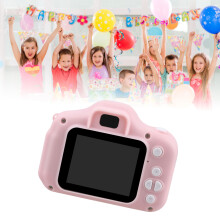 Appareil photo numérique rose pour enfants – Fonctionnement par un seul bouton, caméscope éducatif pour tout-petits