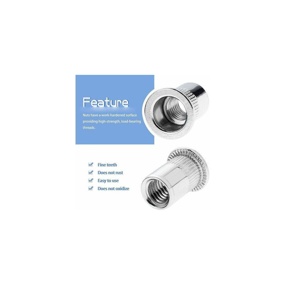 Stainless Steel Rivnut For Heavy-Duty Materials, Flat Head Threaded Insert With Knurled Body Ensures Secure Mounting On Various Surfaces Including 9169997165770