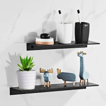 Adaptable Wall Shelf Set, Minimalist Premium Floating Metal Wall Shelf With Self-Adhesive Feature, Suitable For All Spaces (Black)