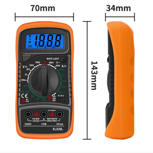 Auto-Ranging Digital Multimeter, Comprehensive Testing Kit for Voltmeter Ohmmeter, Frequency Measurement, Continuity Test, Capacitance Diode Test, 1