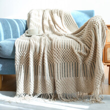 Knitted Chenille Throw, All Season Use for Every Cozy Moment (Khaki, 130 x 150 cm)