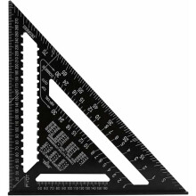 Transferidor de esquadro de 12 polegadas, régua triangular em liga de alumínio com acabamento preto fosco para medições precisas de layout,