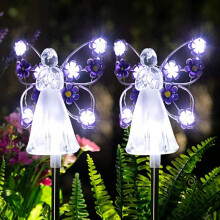 Solar Angel Lights for Outdoor Garden Decor, Rechargeable Solar Battery & Fiber Optic Wing Illuminate Your Garden with Multi-Color Changing LED,