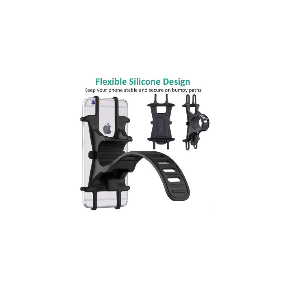 Silicone Bike Phone Mount, Universal Motorcycle Phone Holder, Super Stable, Quick Install & Release For Handlebar, Compatible With 4.5-6.2 Inch 9169997179395