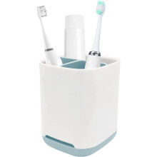 Compacte tandenborstelhouder, multifunctionele tandenborstelhouder voor op het badkamerblad, gemakkelijk schoon te maken (grijs)