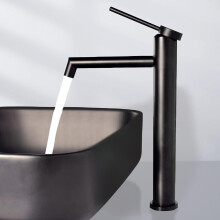 Sleek Bathroom Faucet, Easy Installation Single Handle Basin Tap with 360 Swivel Spout and Matte Black Finish, Environmentally-friendly