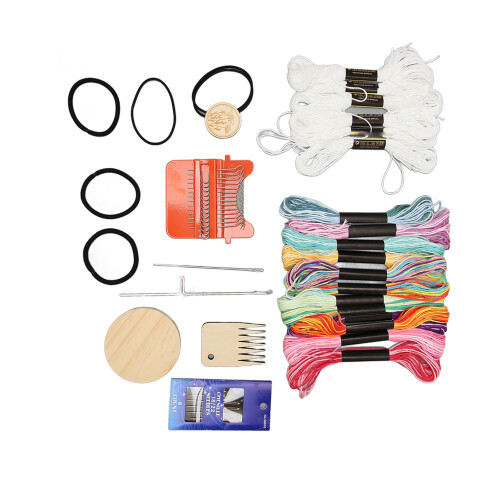 Mini Loom Machine 14 Hooks, 18 Colors, Portable, 7.7x8cm