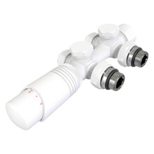 Anthracite Radiators Valves Set with Thermostat and Tap-White