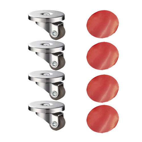 4pcs Small Swivels Casters Strong Adhesive Rollers-Brown