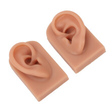Reusable Silicone Left & Right Dark Skin Tone Piercing Practice Ears, 7.5x5cm