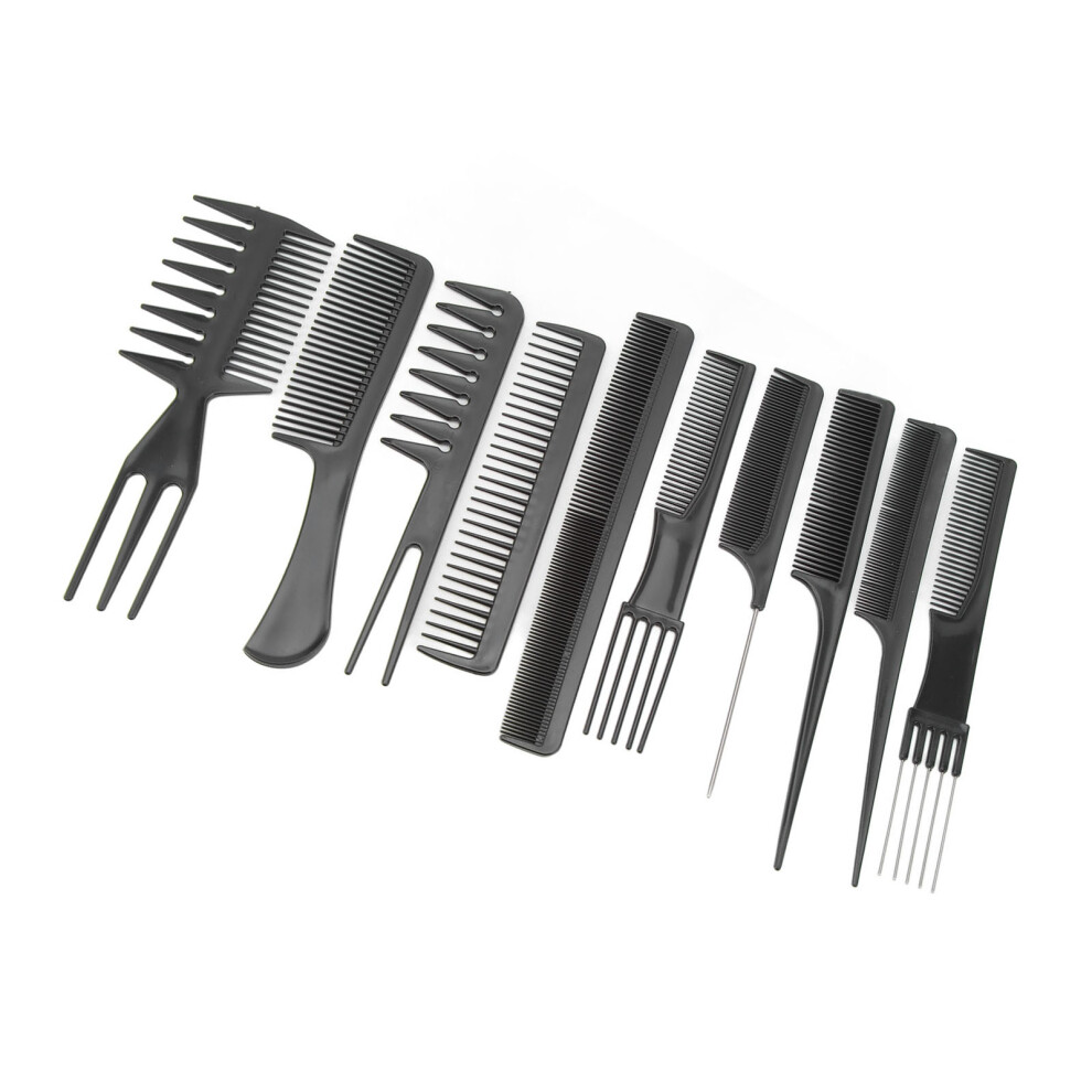 Unisex 10Pcs Plastic Hair Comb Set For Home & Salon, Ergonomic Styling Tool