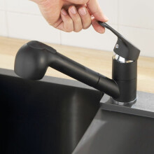 Sleek Style Meets Functionality: Easy Installation, Superior Aerator, Engineering Grade Plastic, Matte Black Finish, 2-Function Spray Mode, For