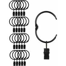 Decorative Drapery Hoops, Smooth Sliding Rustproof Metal Strong Grip For Wide Application, 20 Pieces Black Heavy Duty Solid Metal Rings
