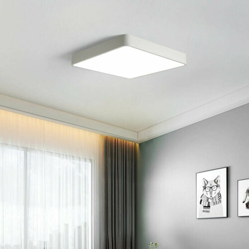 Luminária de teto quadrada de LED, índice de reprodução de cor (IRC), 30 cm (12 polegadas), luz branca natural para banheiro, cozinha, quarto,