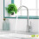 Single Handle Control Kitchen Faucet, Solid Brass Construction Ensuring Durability, Swivel High Arc Spout for Optimal Flexibility and Hot and Cold 4