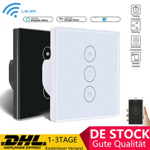 Smart Life APP Remote Control Compatible with Alexa Echo, Motorized Roller Blinds WiFi Smart Curtain Switch with Touch Control, Group Control and 1