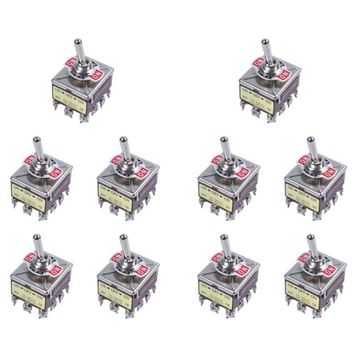 10X AC 380V 10A /OFF/ 3 Positions 12 Pin Latching Toggle  4PDT