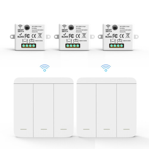 3PCS Wireless Light Wall  RF 433Mhz Relay Receiver with 2x 3Gang Panel  LED Remote Control for LED Lamp 1
