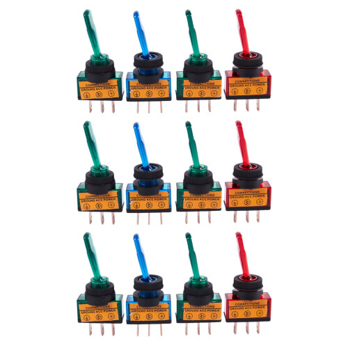 12pc 12v  20a Light Illuminated Toggle  Control Car Boat Dash Spst /off