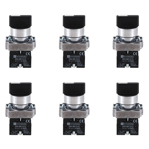 6X 22mm Latching 2 NO 3-Position Rotary Selector Select  ZB2-BE101C Black
