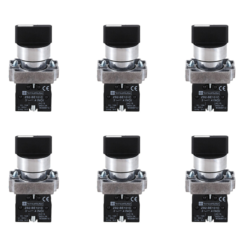 6X 22Mm Latching 2 No 3-Position Rotary Selector Select Zb2-Be101c Black 6032355608420