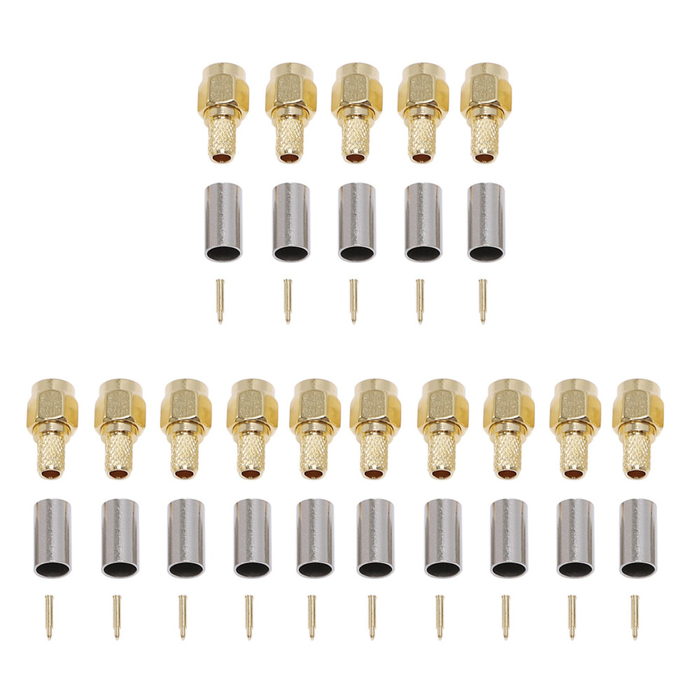 15Pcs Sma Male Plug Rf Coaxial Connector Crimp For Rg58 Rg142 Rg400 Lmr195 Rg223 4711095949957
