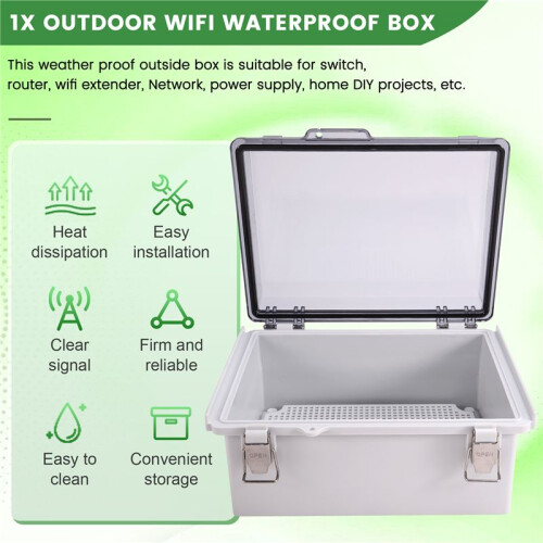 Caixa Externa de WiFi com Trava À Prova de Intempéries, Caixa de Roteador com Interruptor À Prova D'Água, 8,7 X 6,7 X 4,3 Polegadas 2