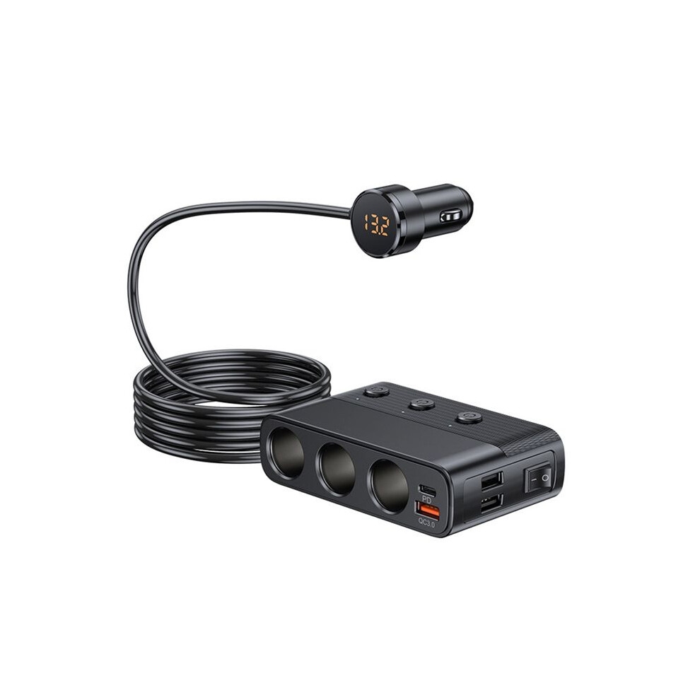 Car Charger Adapter 127W With Pd Qc3.0 Usb & Type-C Splitter Led Display - Model C28 4712807564840