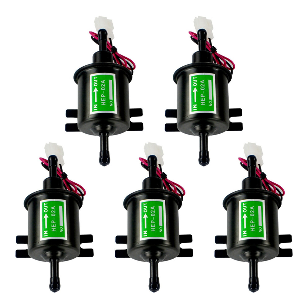 5X Universal 12V Electric Fuel Pump Metal Solid Petrol Inline Fuel Pump Gasoline Transfer Pump 12 Volts Hep-02A 4711093023215
